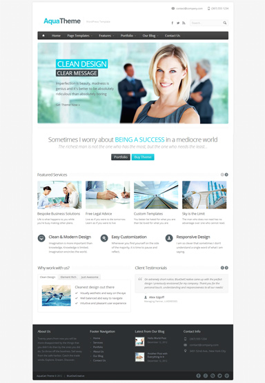 Aqua - a Premium, Responsive Wordpress template